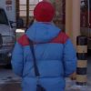Shop Sylvie Brett Chicago Fire S10 Kara Killmer Blue and Red Puffer Jacket