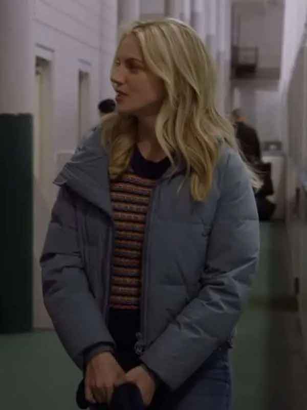 Shop Sylvie Brett Chicago Fire 2024 Kara Killmer Grey Puffer Jacket