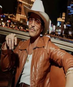 Shop The Romantic Promo 2026 Singer Bruno Mars Brown Leather Jacket