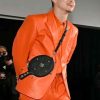 Shop Timothee Chalamet Marty Supreme Orange Leather Blazer