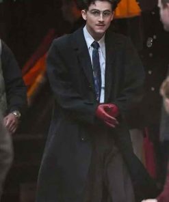 Shop Timothée Chalamet Marty Supreme Black Coat