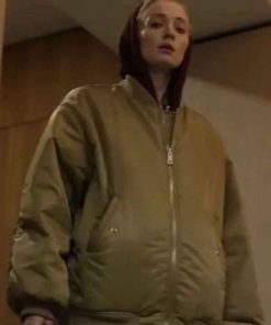 Shop Sophie Turner Steal Zara Dunne Beige Bomber Jacket