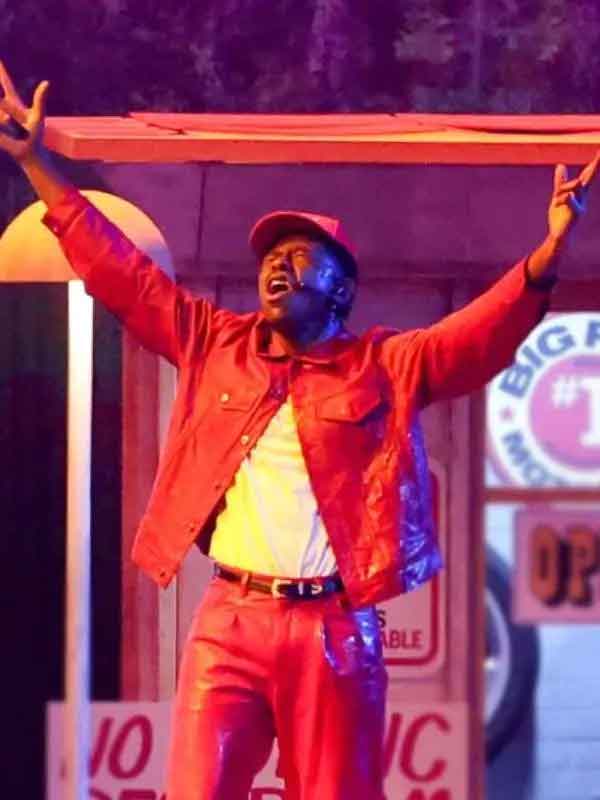 Shop Tyler The Creator Grammy 2026 Red Leather Jacket