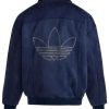 Shop Adidas Originals Crafted Blue Suede Leather Jacket