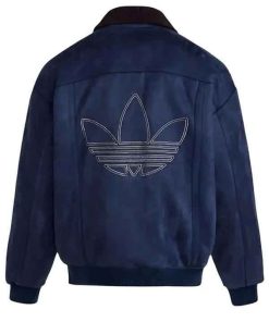 Shop Adidas Originals Crafted Blue Suede Leather Jacket