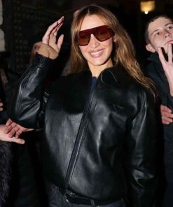 Shop Bella Hadid Milan Fashion Week 2026 Leather Jacket
