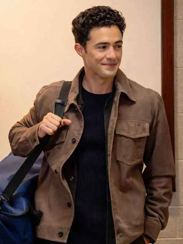 Shop Dr. John Frost TV Series Chicago Fire Darren Barnet Brown Suede Leather Jacket