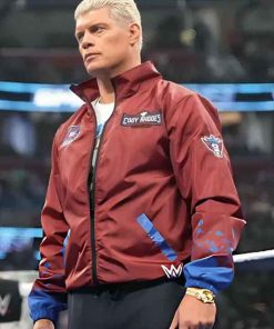 Buy Cody Rhodes SmackDown 2026 RWB Windbreaker Maroon Jacket