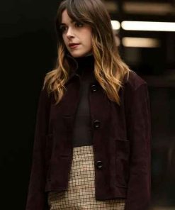 Shop Kiernan Shipka Industry Suede Leather Jacket