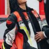 Shop Kim Kardashian Racer Leather Jacket