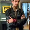 Shop Luca Terracciano Drops of God Black Leather Jacket