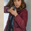 Shop Kim Burgess Chicago PD Marina Squerciati Red Puffer Jacket