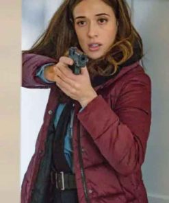 Shop Kim Burgess Chicago PD Marina Squerciati Red Puffer Jacket