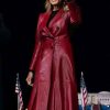 Shop Melania Trump Red Leather Trench Coat