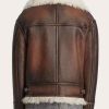 Buy Distressed Brown Aviator Leather Jacket with Shearling Collar