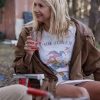 Buy Mira Sorvino Signing Tony Raymond Brown Jacket