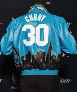 Buy NBA All Star Weekend Stephen Curry Chase Freedom Blue Leather Jacket