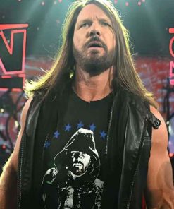 Shop Royal Rumble 2026 AJ Styles Black Leather Vest