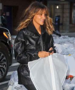 Buy Halle Berry Crime 101 Black Leather Jacket