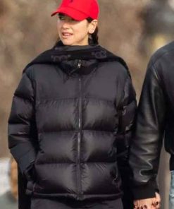 Shop Dua Lipa Black Puffer Jacket