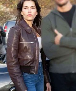 Shop Sofia Pernas Tracker S03 Brown Leather Jacket