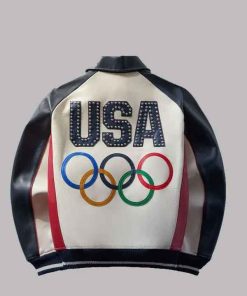 Buy Team USA Olympics Bomber Leather Jacket