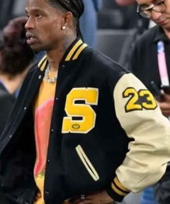 Shop Paris Olympics Travis Scott Black and Off White Jacket