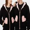 Buy Valentine Day Couples Matching Pink Sherpa Hearts Hoodie