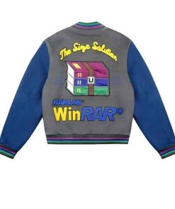 Buy Tern x Winrar Grey and Blue Varsity Jacket