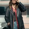 Shop D’Arcy Carden Sunny Nights Black Leather Coat