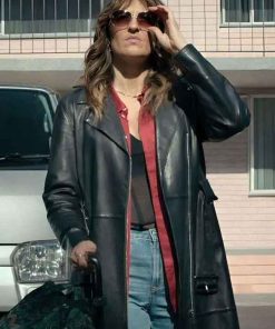 Shop D’Arcy Carden Sunny Nights Black Leather Coat