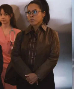 Shop Doc-S02-Gina-Walker-Brown-Leather-Jacket