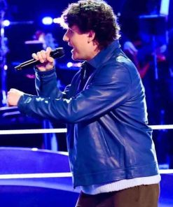 Shop Lucas West The Voice S29 Blue Leather Jacket