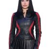 Buy New York City Demi Lovato Black and Red Leather Jacket
