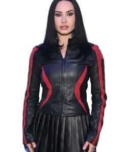 Buy New York City Demi Lovato Black and Red Leather Jacket