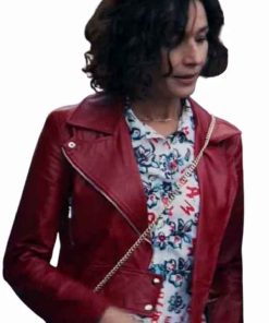 Shop Nicole Grimaudo Solo Mio Red Leather Jacket