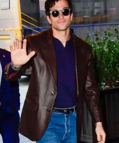Shop NBC Studio Paul Anthony Kelly Brown Leather Blazer