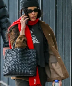Buy NYC-2026-Zoe-Kravitz-Brown-Suede-Leather-Jacket