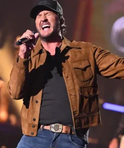 Buy Luke-Bryan-American-Idol-2026-Brown-Suede-Jacket