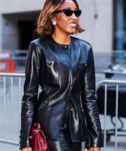 Buy Ayo-Edebiri-The-Today-Show-Black-Leather-Jacket