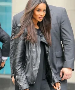 Buy Ciara-Street-Style-Black-Leather-Motorcycle-Jacket