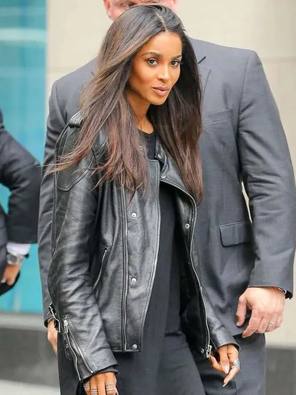 Buy Ciara-Street-Style-Black-Leather-Motorcycle-Jacket