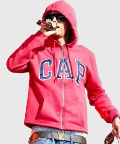 Shop Coachella 2026 Central Cee Cap Red Zip-Up Hoodie