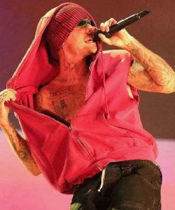 Shop Justin Bieber Newport Sleeveless Pink Hoodie