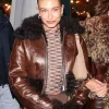 Shop Street-Style-Hailey-Bieber-Brown-Fur-Leather-Jacket