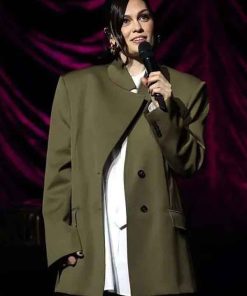 Shop The London Palladium 2026 Jessie J Olive Green Blazer Coat
