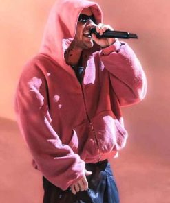 Shop Justin Bieber Coachella SKYLRK Pink Hoodie