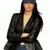 Shop Street Style 2026 Kendall Jenner Black Leather Blazer Jacket