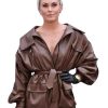 Shop Lindsey Vonn F1 World Brown Leather Jacket