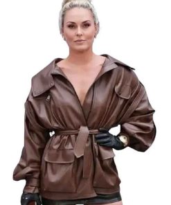 Shop Lindsey Vonn F1 World Brown Leather Jacket